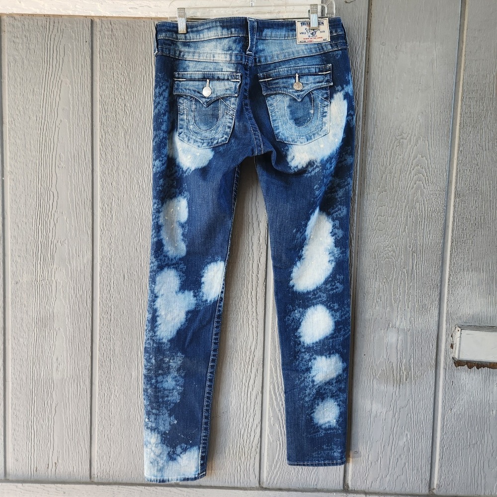 True Religion Cosmic Splatter‎ Skinny Flap Low 31 X 31 Stretch Streetwear Y2K